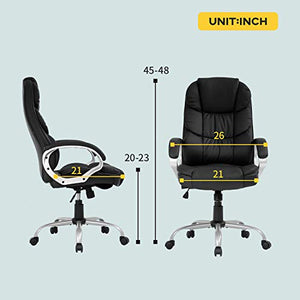 Office Chair Computer High Back Adjustable Ergonomic Desk Chair Executive PU Leather Swivel Task Chair with Armrests Lumbar Support (Black)
