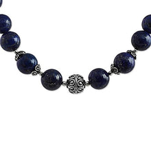Load image into Gallery viewer, NOVICA Lapis Lazuli .925 Sterling Silver Beaded Necklace, 23" 'Indigo Allure'
