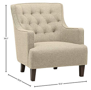 Amazon Brand – Stone & Beam Decatur Modern Tufted Wingback Living Room Accent Chair, 32.3"W, Oatmeal