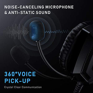 RUNMUS Gaming Headset for PS4, Xbox One, PC Headset w/Surround Sound, Noise Canceling Over Ear Headphones with Mic & LED Light, Compatible with PS4, Xbox One, Switch, PC, PS3, Mac, Laptop