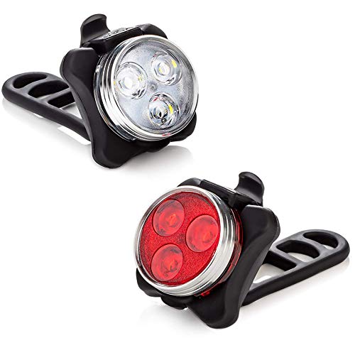 Vont 'Pyro' Bike Light Set, USB Rechargeable, Super Bright Bicycle Light, Bike Lights Front and Back, Bike Headlight, 2X Longer Battery Life, Waterproof, 4 Modes (2 Cables, 4 Straps)
