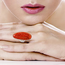 Load image into Gallery viewer, Coral Ring Sterling Silver 925 Genuine Gemstones Size 6 to 11 (9)
