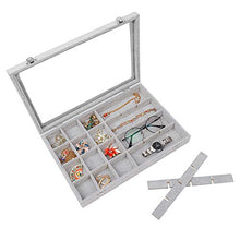 Load image into Gallery viewer, STYLIFING Clear Lid Velvet 24 Grid Jewelry Tray Transparent Jewelry Display Showcase Lockable Felt Jewelry Storage Organizer Charm Box Holder Gifts for Girls Women
