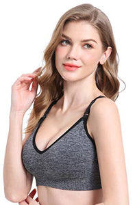 Suekaphin Nursing Bra 5pack Wireless Deep V Neck Maternity Nursing Bra Bralette Sleeping Breastfeeding with Extra Extenders,Medium,Melange-A
