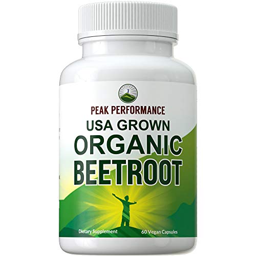 Organic Beet Root Capsules - USA Grown Vegan Super Food Beets Juice Powder Pills 1200 mg. Nitric Oxide Energy Boosting Polyphenol Beetroot Tablets. Detox, Blood Pressure Supplement