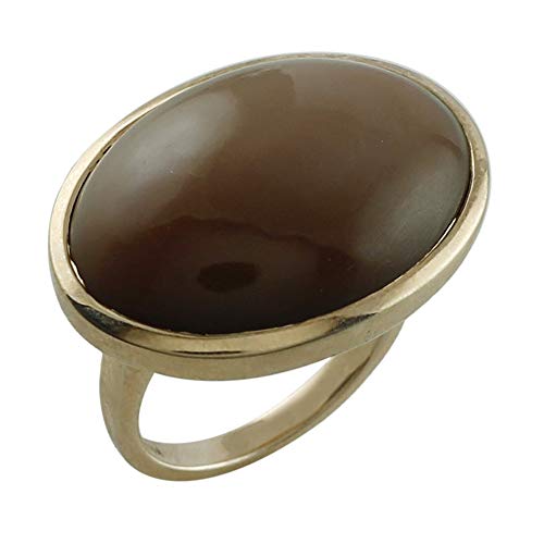 Carillon Certified Chocolate Moonstone Natural Gemstone OVAL Shape Anniversary Ring 18K Rose Gold Jewelry For Women for Men
