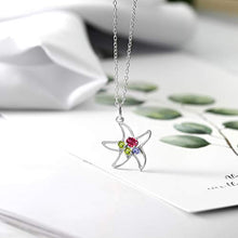 Load image into Gallery viewer, Gem Stone King 0.33 Ct Oval Pink Tourmaline Green Peridot 925 Sterling Silver Starfish Necklace
