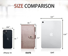 Load image into Gallery viewer, Travelambo Womens Wallet RFID Blocking Bifold Multi Card Case Wallet with Zipper Pocket Crosshatch (Rose gold)
