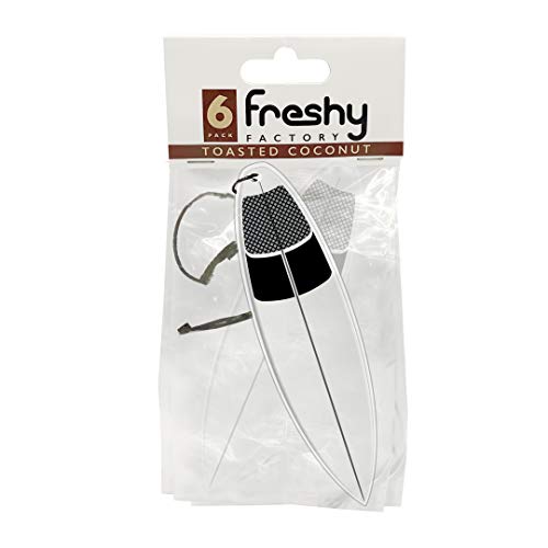 Surfboard Car Air Freshener by Freshy Factory - Coconut Surf Wax Scent (6 Pack)
