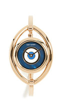 Load image into Gallery viewer, Tory Burch Women&#39;s The Evil Eye Bangle Watch, 24mm, Gold/Navy, One Size
