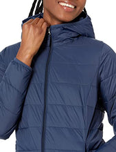 Load image into Gallery viewer, Amazon Essentials Women&#39;s Lightweight Long-Sleeve Full-Zip Water-Resistant Packable Hooded Puffer Coat, Navy, Medium
