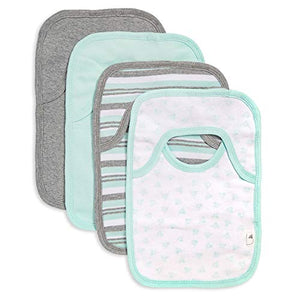 Burt's Bees Baby - Bibs, 4-Pack Lap-Shoulder Drool Cloths, 100% Organic Cotton with Absorbent Terry Towel Backing (Seaglass Green)