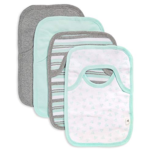 Burt's Bees Baby - Bibs, 4-Pack Lap-Shoulder Drool Cloths, 100% Organic Cotton with Absorbent Terry Towel Backing (Seaglass Green)