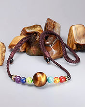 Load image into Gallery viewer, Jewever Natural Tiger Eye with 7 Chakra Choker Necklace for Women Men Crystal Necklaces Chokers wealth Meditation Yoga Crystals and Healing Stones
