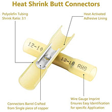 Load image into Gallery viewer, 120 Pcs Heat Shrink Butt Connectors, AWG12-10 Waterproof Insulated Electrical Wire Connectors, Crimp &amp; Shrink Butt Splice Connectors Terminal for Automotive Marine Truck Trailer Stereo (Yellow)
