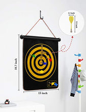 Load image into Gallery viewer, Ranslen Magnetic Dart Board for Kids and Adults, Double Sided Board Games Set, Indoor Outdoor Darts Game with 15pcs Magnetic Darts, Safety Dartboard Toy Games for Kids Gifts
