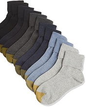 Load image into Gallery viewer, Gold Toe Women's Classic Turn Cuff Socks, 6 Pairs, Grey Blue Mix, Shoe Size: 6-9
