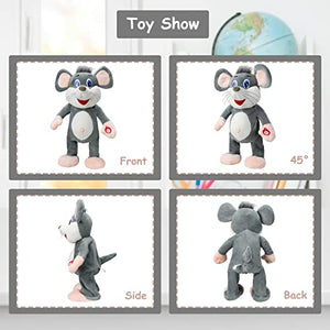SdeNow Rat Stuffed Animal, Waving Sing Dancing Rat Plush Interactive Toys, Fun Musical Squawking Animation Baby Stuffed Animals Electric Pet Mouse Toys Gifts for Kids