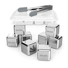 Load image into Gallery viewer, DILISS Stainless Steel Chilling Reusable Ice Cubes for whiskey, vodka, liqueurs, white wine and more, Pack of 8
