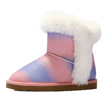 Load image into Gallery viewer, K KomForme Girls Snow Boots Warm Fur Lined Glitter Strap Winter Shoes Lightweight with Hook-and-loop(Toddler/Little Kids/Big Kids)
