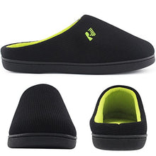 Load image into Gallery viewer, RockDove Men's Original Two-Tone Memory Foam Slipper, Size 7-8 US Men, Black/Lime
