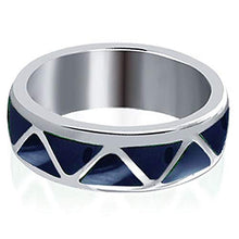 Load image into Gallery viewer, Southwestern Style 6mm Wide Lapis Lazuli Gemstone Wedding Band Sterling Silver Unisex Ring Size 13
