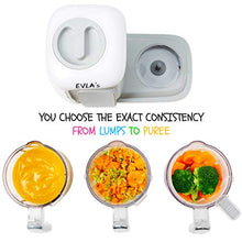 Load image into Gallery viewer, EVLA'S Double Baby Food Maker, Food Processor with 2 Steaming Baskets, Blender, Grinder, Steamer, Cooks &amp; Blends Healthy Homemade Baby Food in Minutes, Touch Screen Control, with 6 reusable food pouches, White
