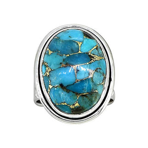 YoTreasure Blue Copper Turquoise Solid Sterling Silver Gemstone Ring