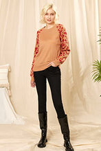 Load image into Gallery viewer, noflik Women's Knitted Leopard Print Pullover Sweaters Top with Raglan Balloon Sleeve (Camel, L)
