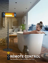 Load image into Gallery viewer, Electric Patio Heater, 1500W Garage Heater w/Remote Control 9H Timer, 3S Fast Heating Outdoor Heater for Patio, w/Tip-Over &amp; Overheating Protection, Waterproof Wall-Mounted/Freestanding Heater
