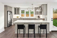 Load image into Gallery viewer, Kira Home Harlow 37.5" Modern Industrial Farmhouse/Schoolhouse 3-Light Island Light with Clear Glass Shades, Adjustable Hanging Height, Brushed Nickel Finish
