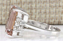 Load image into Gallery viewer, Zhiwen Chic Women Jewelry 925 Silver Natural Morganite &amp; White Sapphire Wedding Ring Size 6-10 (US Code 7)
