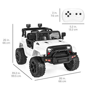 Best Choice Products 12V Kids Ride On Truck Car w/Parent Remote Control, Spring Suspension, LED Lights, AUX Port - White