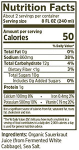 Biotta Organic Sauerkraut Juice - 100% Fermented White Cabbage Juice - Superfood For Optimal Gut Health & Digestion - Excellent Source of Vitamin C & Good Source of Potassium (16.9 Fl Oz, Pk of 6)