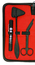 Load image into Gallery viewer, Limited Edition - Full Tactical Black - Grudge Style Set of 5 pcs Reflex Percussion Taylor Hammer + Penlight + Tuning Fork C 128 C 512 + Bandage Scissors 5.5"
