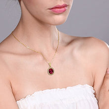 Load image into Gallery viewer, Gem Stone King 18K Yellow Gold Plated Silver Red Created Ruby Pendant Necklace For Women (4.40 Cttw, Oval 11X9MM, with 18 Inch Chain)
