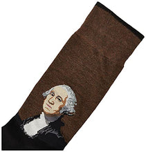 Load image into Gallery viewer, Hot Sox Men's Famous Artist Series Novelty Crew Socks, George Washington (Brown), Shoe Size: 6-12
