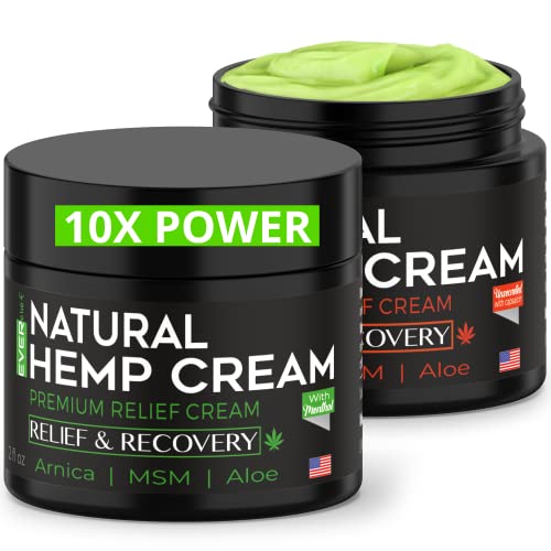 (2 Pack) Hemp Cream for Pain Relief and inflammation - Hemp Pain Relief Cream Extra Strength | Relieves Knees, Joints & Back Muscle | Made in USA | Natural Hemp Oil Extract 4oz