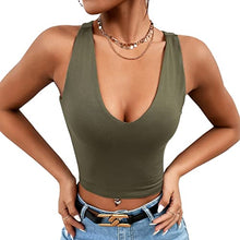 Load image into Gallery viewer, CYVESOULA Women's Sleeveless V Neck Crop Tops T-Shirt Unique Slim Fit Sexy Tank Tops (Wine, XS)

