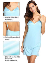 Load image into Gallery viewer, WiWi Women's Bamboo Nightgowns Sexy Camisole Sleepwear V Neck Nightshirt Plus Size Chemise Full Slip for Under Dress S-4X, Pale Blue, Medium
