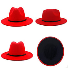 Load image into Gallery viewer, Gossifan Wide Brim Fedora Felt Panama Hat with Chain Belt Buckle - Multi Color A
