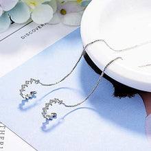 Load image into Gallery viewer, 925 Sterling Silver Tassel Earrings Silver Wave Cuff Earrings Wrap for Women Threader Earrings
