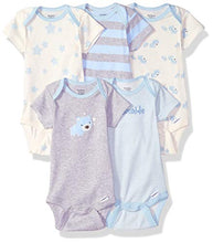 Load image into Gallery viewer, GERBER Baby Boys' 5-Pack Organic Short-Sleeve Onesies Bodysuits, Stripe Bear, 12 Months
