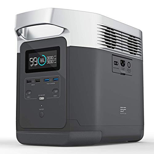 EF ECOFLOW Portable Power Station EFDELTA, UPS Power Supply 1260Wh Battery Pack with 6 1800W (3300W Surge) AC Outlets, Solar Battery Generator for Outdoor Camping RV