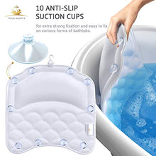 Load image into Gallery viewer, Premium Bathtub Pillow, Soft And Durable [10 Anti-Slip Suction Cups] Extra Cushioned Design Cradle Neck, Head And Shoulders Support, Dry Fabric Provides Cooling Effect | Free Machine Washable Bag
