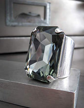 Load image into Gallery viewer, Large Rectangle Ring with Swarovski Crystal in Black Diamond
