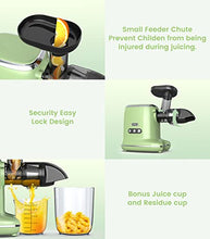 Load image into Gallery viewer, Juicer Machines, ORFELD Cold Press Juicer with 92% Juice Yield &amp; Purest Juice, Easy Cleaning &amp; Quiet Motor Juice Extractor for Vegetables and Fruits (Green)
