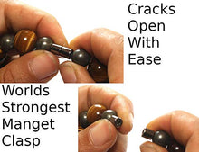Load image into Gallery viewer, Auras By Osiris Tigers Eye Necklace for Men - Pyrite Necklace - Huge Beaded Necklace - African Neckless for Men - Protection Stones - Crystal Necklace - Easy Lock Clasp

