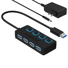 Load image into Gallery viewer, Sabrent 4-Port USB 3.0 Hub with Individual LED Lit Power Switches, Includes 5V/2.5A Power Adapter (HB-UMP3)
