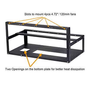 Toprema Mining Rig Frame for 6/8 GPU Steel Open Air Miner Rig Case Rack for Crypto Coin Currency Bitcoin ETH Ethereum ZCash Mining Accessories Tools - Frame ONLY